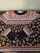 Savanna Jane Sz Large Cheetah Leopard Mixed Print Media Rayon Blend Sweater - £22.36 GBP