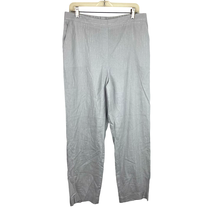 Chicos 2 Pull On Linen Pants Womens L Wide Leg Shimmery Stripe Gray Slant Pocket - £14.38 GBP