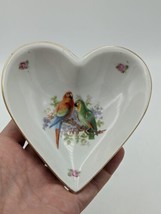 Bavaria Heart Shape Trinket Dish with Parrots And Flowers 4.75&quot;  - £10.16 GBP