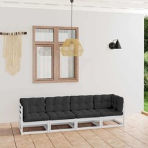  Garden Sofa White Solid Pinewood 4-Seater Sits Many - $9,365.46 MXN