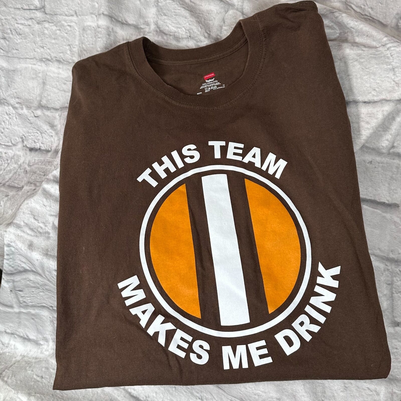 This Team Makes Me Drink Cleveland Browns Logo Football 3XL T-Shirt 100%... - $21.77