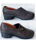 Keen Mora Brown Leather Slip On Loafers Button Accent - Women&#39;s Size 8 - €34,77 EUR