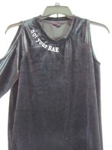NWT Material Girl Velour Embroidered Peek A Boo Shoulders Jr L Black Org... - $5.69