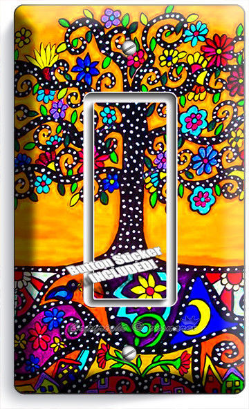 MEXICAN TREE OF LIFE FOLK ART LIGHT SINGLE GFI SWITCH WALLPLATE ROOM HOUSE DECOR