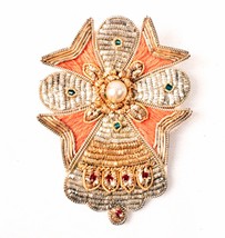 Fabric Backed Crest Pin India Orange and Gold Cross - £14.23 GBP