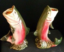 Midwest Season Cannon Falls Rainbow Trout Fish Candle Holder Pair NIB Ce... - £23.16 GBP