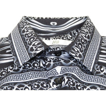 Men Sports Shirt by DE-NIKO Long Sleeves Fashion Print Soft Modal DNK6902 Black image 7