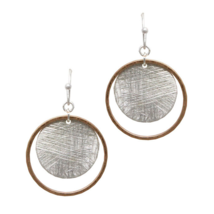 Round Disc Dangle Earrings Silver Gold - £9.59 GBP