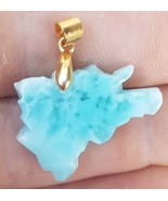natural  LARIMAR handcarved Gemstone dominican map pendant (jola-41) - $25.00