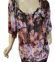 Simply Irresistible Blouse Low Neckline ¾ Bell Sleeves Floral Print Size... - $8.91
