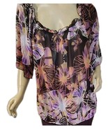 Simply Irresistible Blouse Low Neckline ¾ Bell Sleeves Floral Print Size... - $162.14 MXN