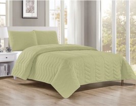 Nohemy Sage Color Prewashed Decorative Bedspread Set 3 Pcs Queen Size - £35.02 GBP