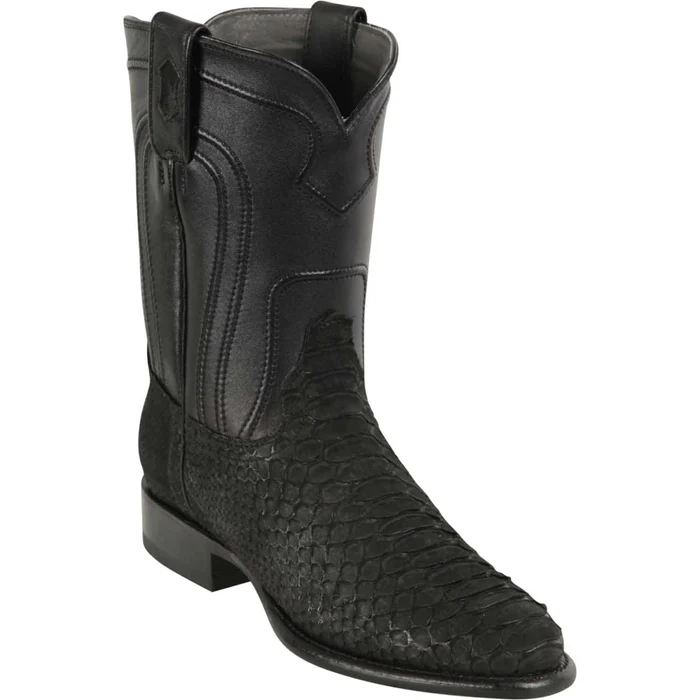 Los Altos Black Nobuck Handmade Genuine Python Snake Roper Round Toe Cow... - $349.99+