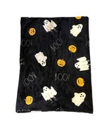 Rae Dunn BOO Plush Throw Blanket Black 50 X 70 Halloween Pumpkins Ghosts... - £36.54 GBP