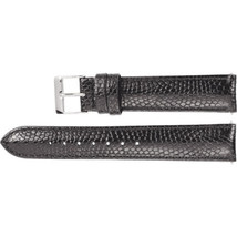 Men&#39;s 18 mm Regular Black Leather Lizard Grain Padded Watch Strap Band - £35.33 GBP