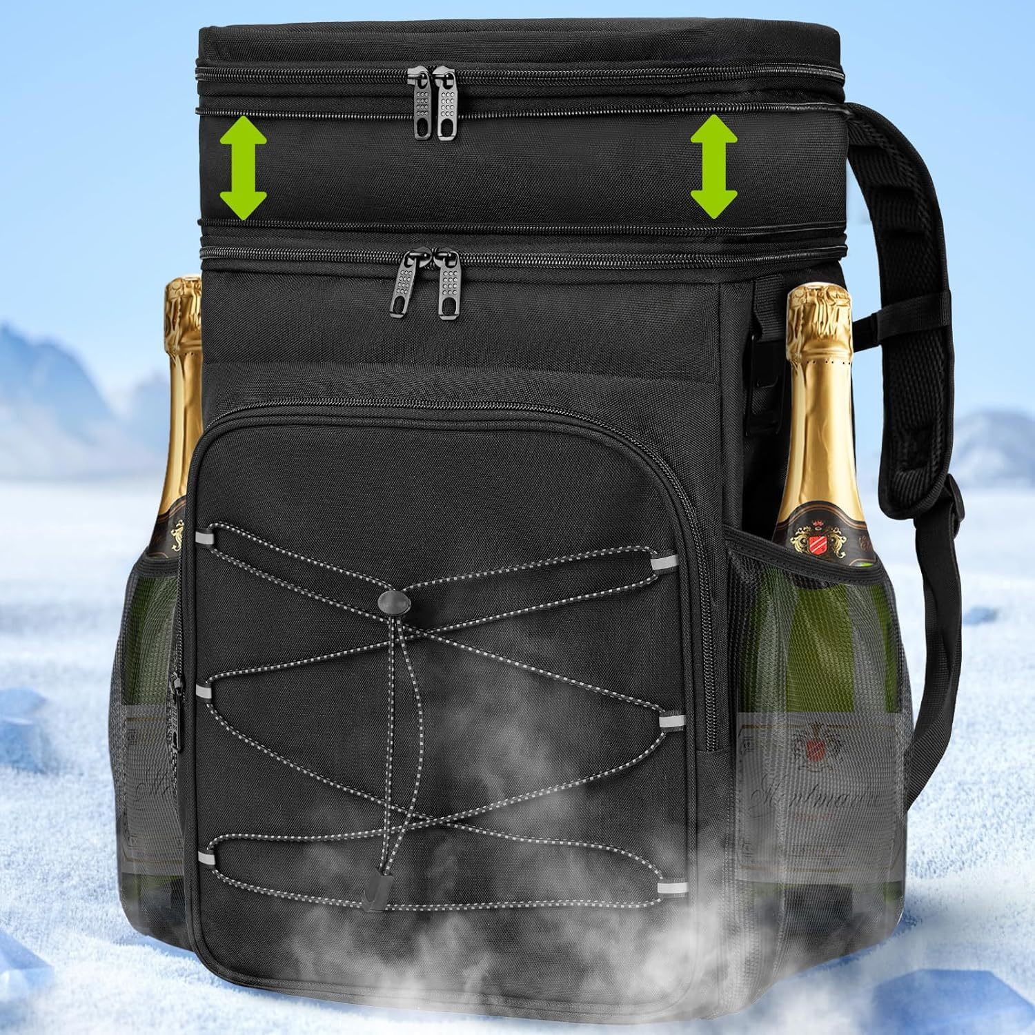 Expandable Backpack Coolers Insulated Leak Proof - 36 Cans Double Deck C... - $39.99