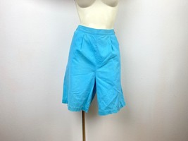 Vintage 50/60s Womens Maternity Shorts Medium Magnin &amp; Co Aqua Blue Adjustable - $37.62