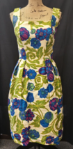 Vintage 50s Seymour Paisin Bright Floral Sleeveless Cocktail Dress Size XS - £24.32 GBP