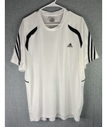Adidas Men’s XL Athletic Pullover Shirt Short Sleeve White &amp; Black Striped - £18.39 GBP