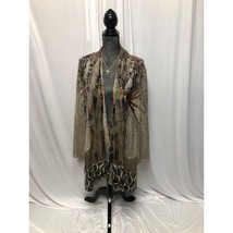 Kamana Whispered Tales Cardigan Womens 1X  Muted Floral Textures - $29.40