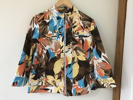 Chicos Additions Womens Floral Colorful Leaf Cotton Spandex Zip Up Jacke... - $36.99