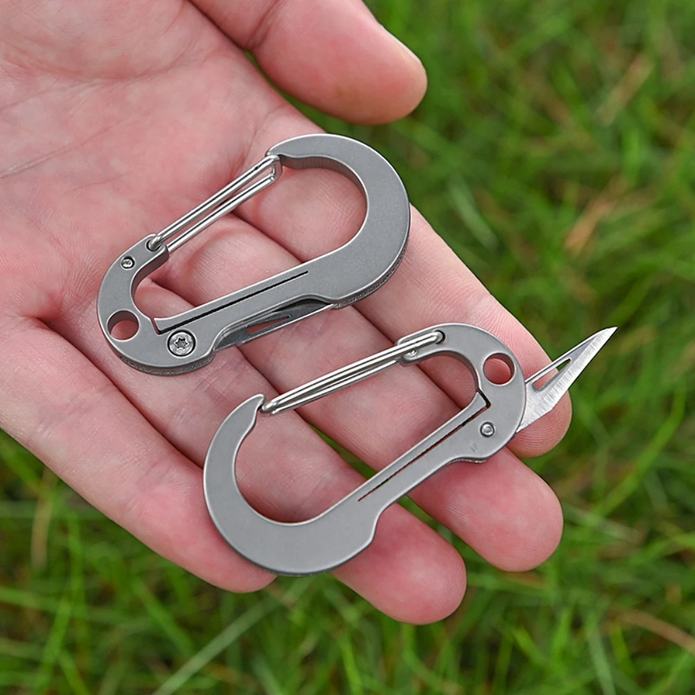 Titanium Alloy D Shape Bucket Mini Knife Camping EDC Tools Outdoor Foldable - £17.42 GBP+