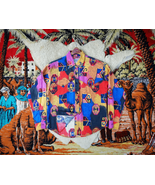 1980s THOMAS HABEEB Colorful NAVAJO Aztec BRUSHPOPPER Western RODEO Shir... - £60.90 GBP