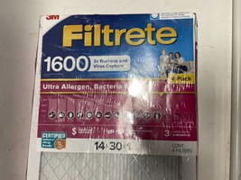 Filtrete Ultra Allergen 2X Bacteria and Virus Filter, 14x30x1, 1600 MPR, 4 Pack - £29.14 GBP