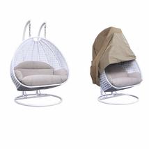 LeisureMod Wicker Hanging 2 Person Egg Swing Chair with Outdoor Cover (W... - $1,174.04