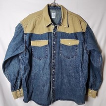 Old Navy Men XL Corduroy Denim Cowboy Country  Pearl Snap Button Shirt VTG - £42.88 GBP