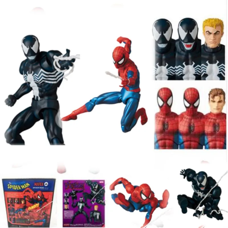 MARVEL Mafex Venom 088 Spiderman 075 Comic Versi Change Head Action Figu... - $38.79