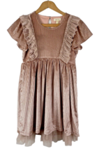 Matilda Jane Dress Size 12 Girls Fancy Velvet Ribbed Dusty Rose Pink Tul... - $83.84