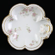 Haviland Limoges Schleiger 42G Pink Rose Handled Bonbon Bowl, Double Gol... - £47.90 GBP