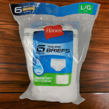 Hanes Boys Briefs Underwear Sz Large 95-120 lbs Pack of 6 Tagless Tighty-Whiteys - £6.85 GBP