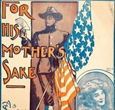 For His Mother&#39;s Sake US Soldier 1904 Sheet Music COVER Art Mary Conwell DWEE3A - £30.05 GBP