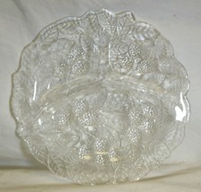 Fenton Blackberry Leaf Plate Luncheon Divided Portion Clear Glass 1960s Vintage - £21.42 GBP