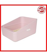High-Side Pink Litter Box with Secure Enclosure for Small Cats - Medium ... - $50.48