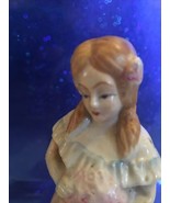 Figurine Of A Lady Holding Flowers | Vintage | Japan |  6.5” | Pink Dres... - $13.43 CAD