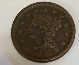 1847 US Large Cent - 1c Copper Penny Higher Grade Coin.   20220142 - £39.32 GBP