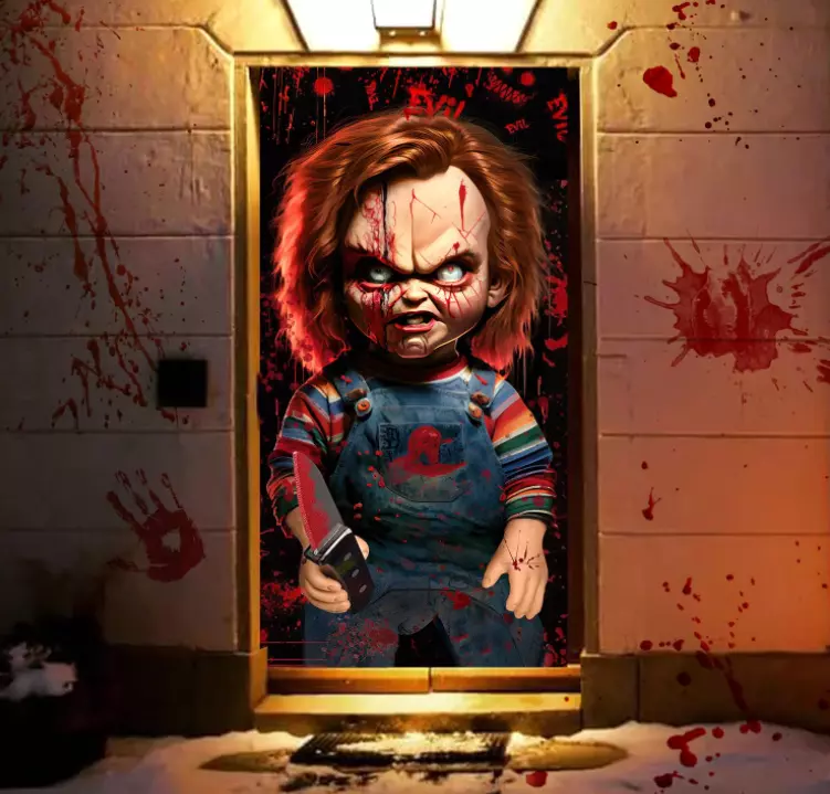 Chucky Halloween Door Cover Horror Banner Halloween Decorations - $39.74 CAD