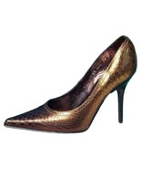 Donald Pliner Bronze Metallic Snake Leather Shoe New Pointy Toe Pump NWT... - $118.00