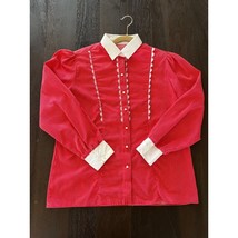 Cottage Core Prairie Style High Neck Button Down Blouse With Puffed Slee... - £23.65 GBP