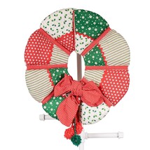 Handmade Fabric Christmas Wreath Cottage Core Crafty Red Green White 90s... - $23.62