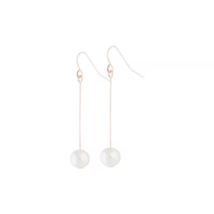 Elegant Rose Gold Pearl Drop Earrings – Minimalist Faux Pearl Jewelry - £24.52 GBP