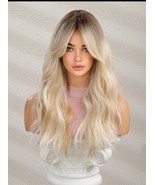 Blonde long weavy wig, blonde curly wig, blonde wig with bangs,long blon... - $48.02 CAD
