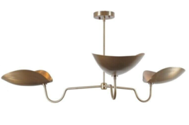 Elegant 3 Curved Shades Modern Italian Brass Ceiling Chandelier Decor Fixture - £287.86 GBP