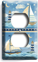 NAUTICAL INFANT BABY NURSERY SAILBOATS BOAT OUTLET WALL PLATES ROOM HOUS... - £8.13 GBP
