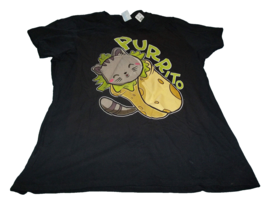 Purrito cat burrito black T-Shirt Size XL - £9.94 GBP