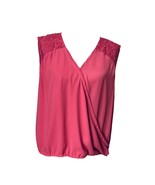 Liz Claiborne Blouse Sz L Orange Top Casual Business Sleeveless Wrap Fro... - $276.76 MXN