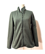 LL Bean Jacket Womens Medium Green Sweater Fleece Full Zip Pockets Outdoor - $35.88